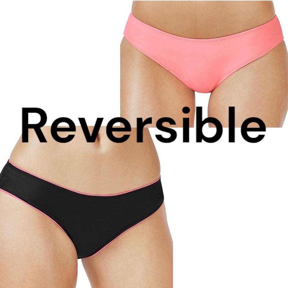 NWT $44.95 M Fabletics 
Olivia Reversible Bikini Bottom Medium Black Coral UV